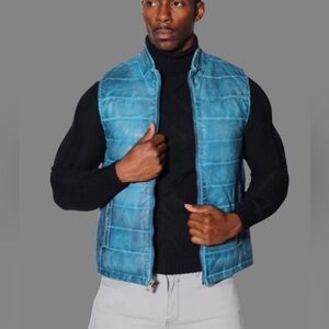 MISSANI LE COLLEZIONI teal Cali style leather modern puffer vest